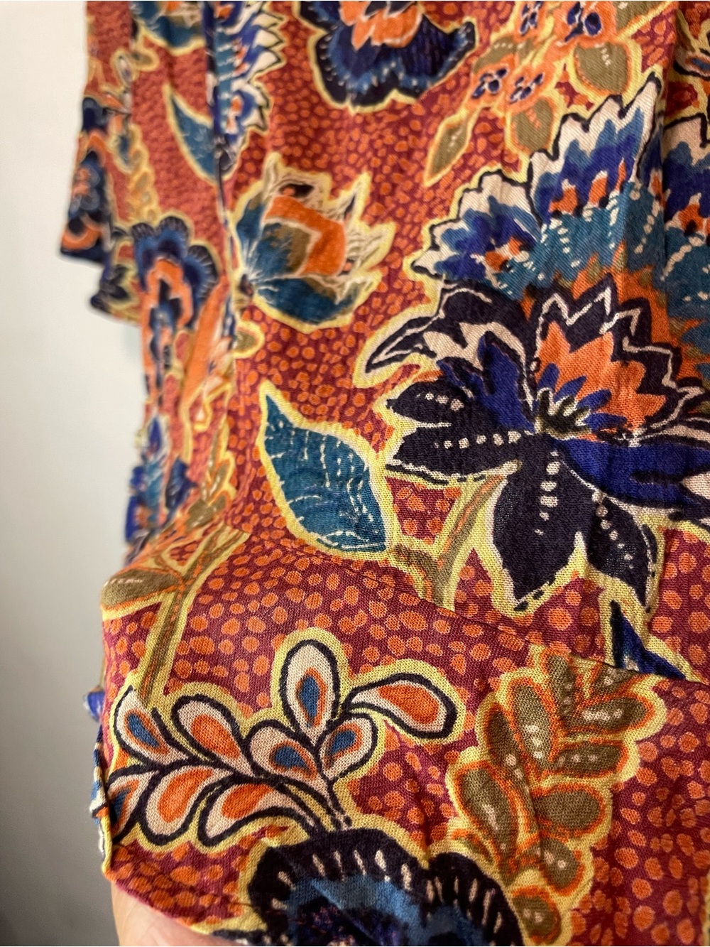 Willow + Root Floral Peasant Top in Rust, Navy & Cream - Picture 4 of 5